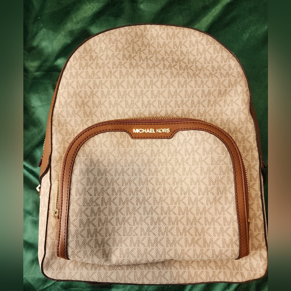 Michael Kors Tan and Cream Backpack
